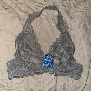 Free People Lace Halter Bralette in Gray